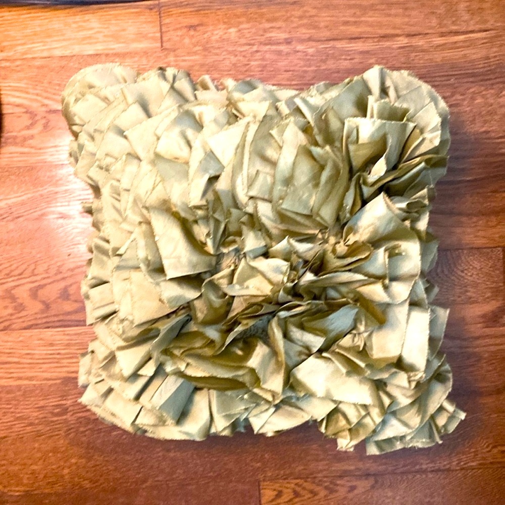 Sage green Pier 1 small ruffle throw pillow